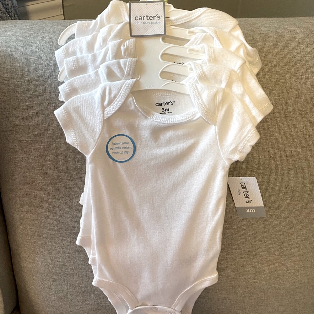 Carter’s 5 pack white onesie’s 3 months
